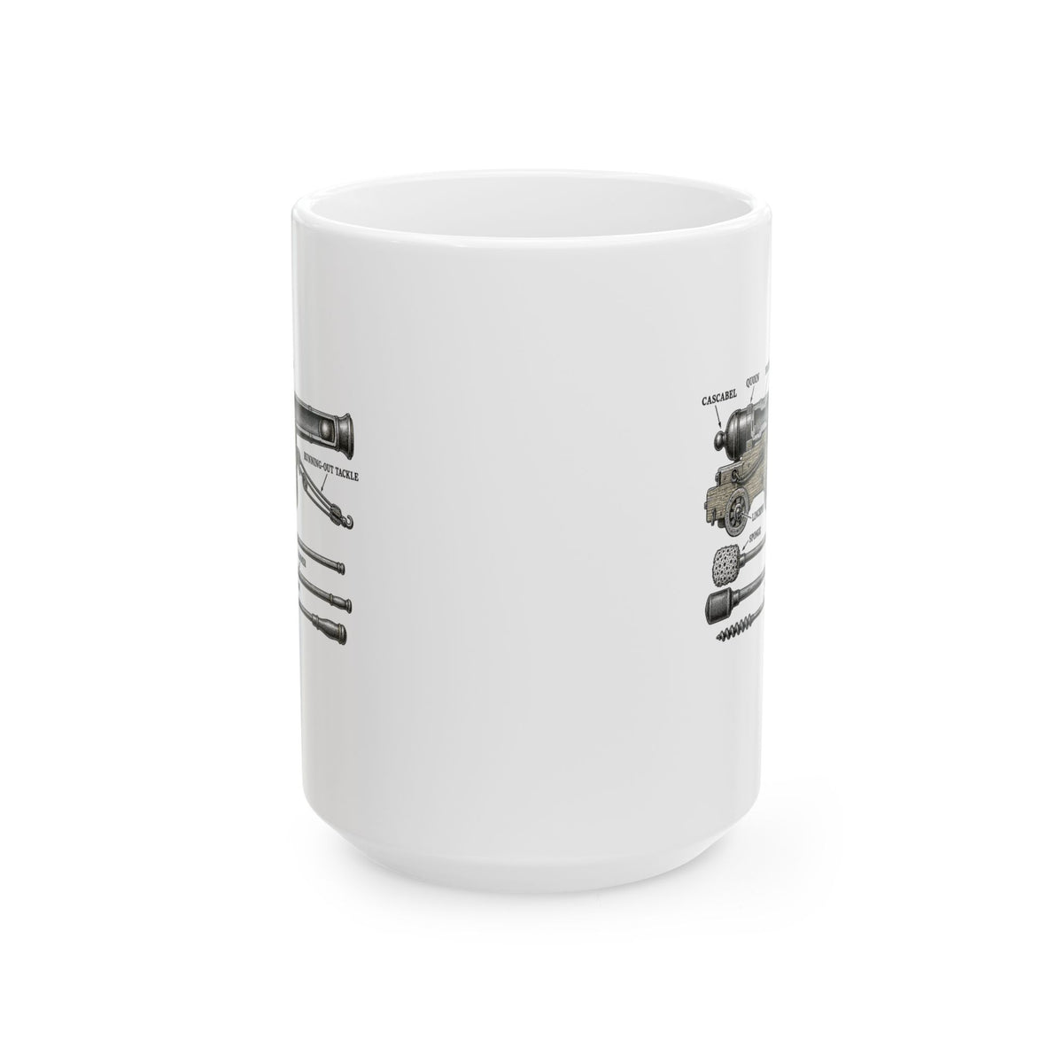 Naval Cannon Engraving Diagram Ceramic Mug, (11oz, 15oz)