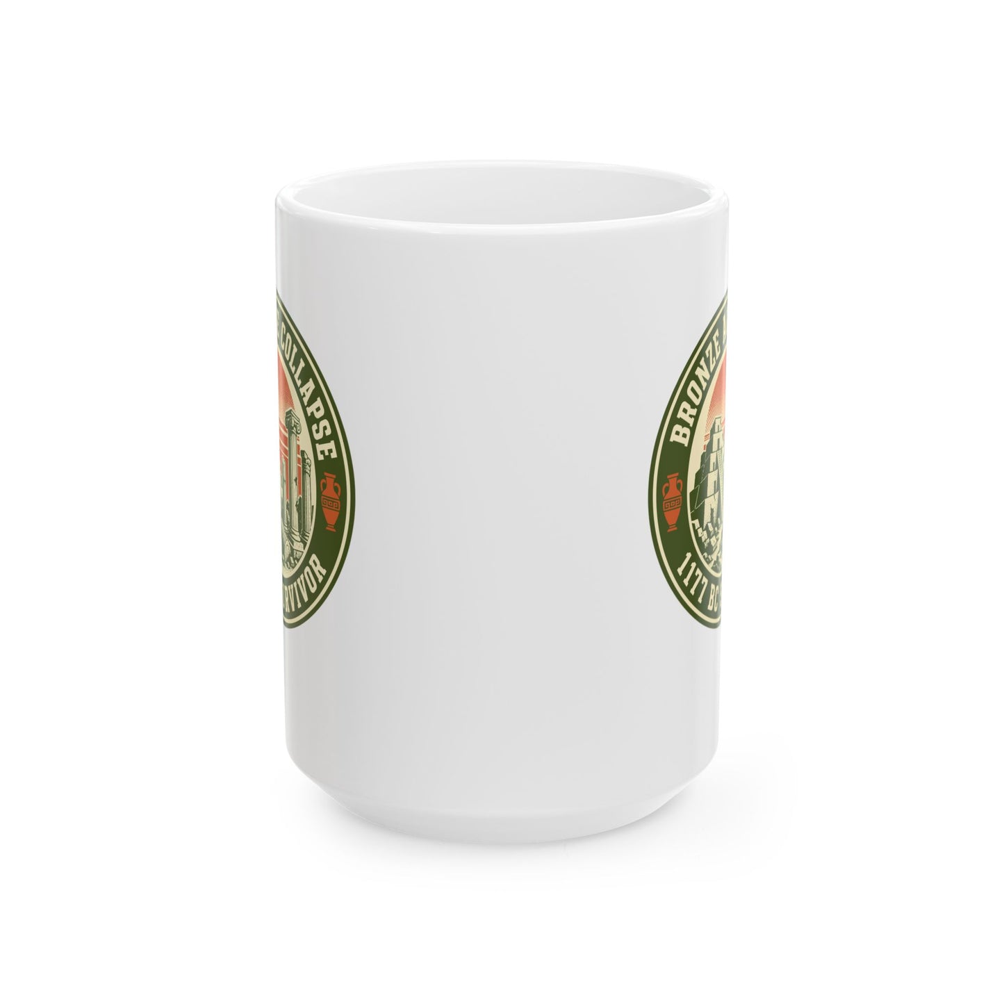 Badge Style Bronze Age Collapse Survivor Ceramic Mug, (11oz, 15oz)
