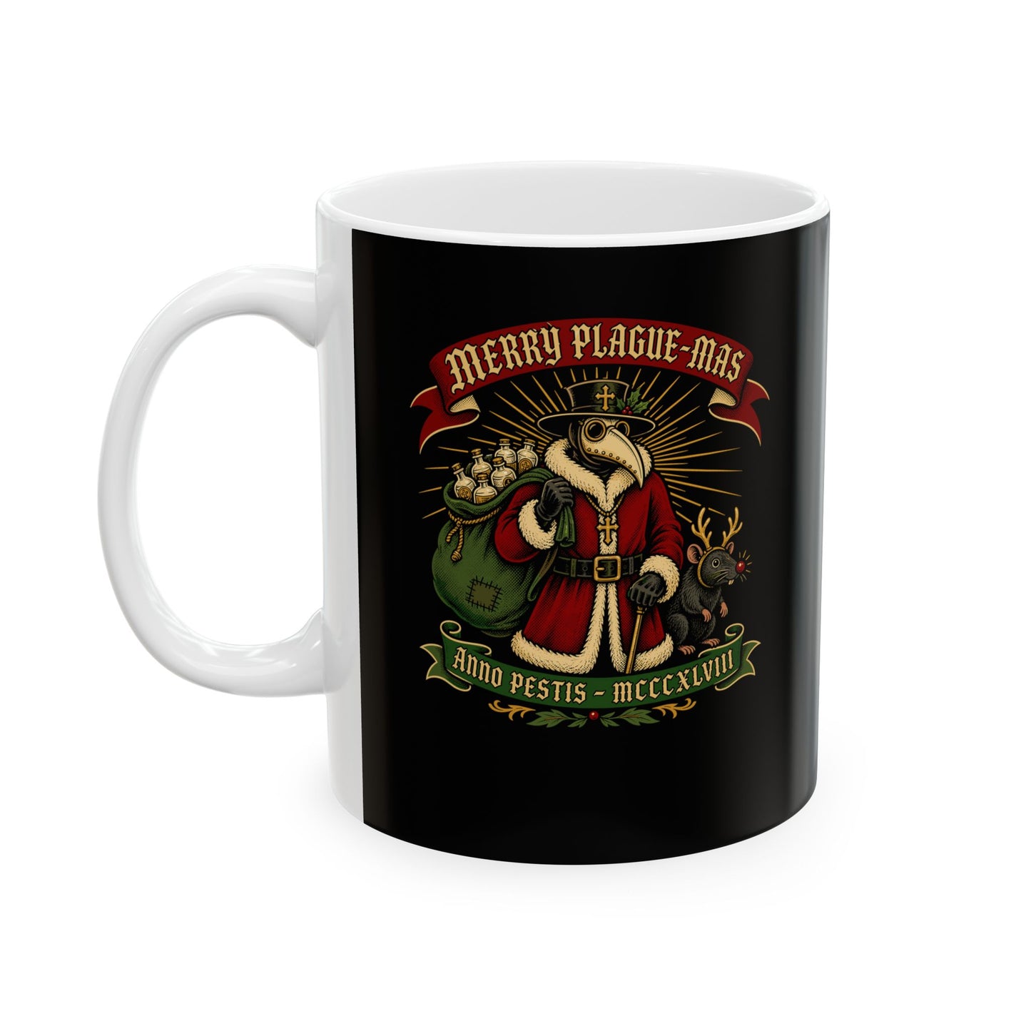 Merry Plaguemas Anno Pestis Ceramic Mug, (11oz, 15oz)