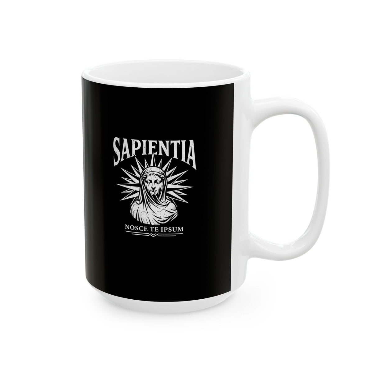 Wisdom Know Thyself Latin Ceramic Mug, (11oz, 15oz)