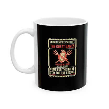Colosseum Gladiator Ticket Bread Circuses Ceramic Mug, (11oz, 15oz)