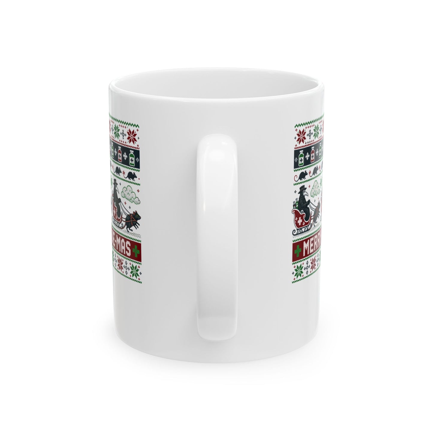 Ugly Sweater Style Merry Plaguemas Ceramic Mug, (11oz, 15oz)