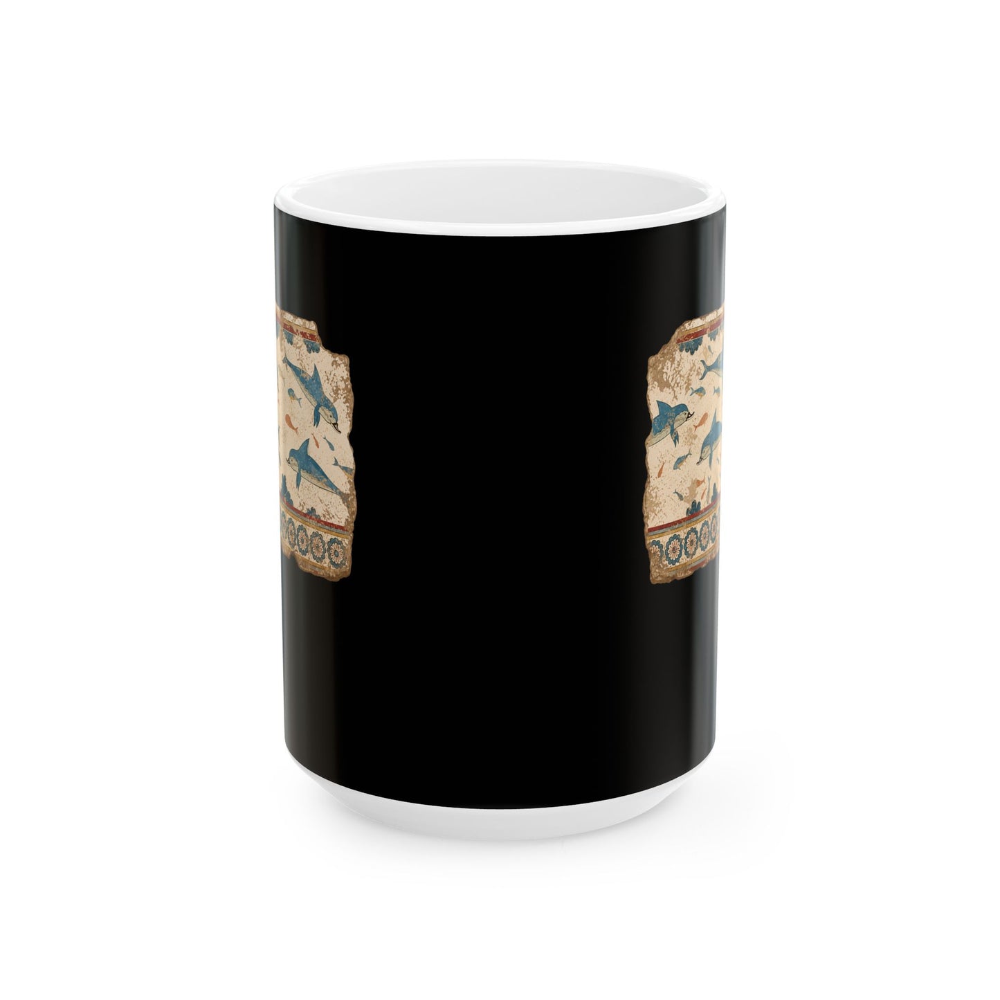 Minoan Dolphin Fresco Fragment Ceramic Mug, (11oz, 15oz)