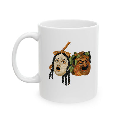 Theatre Masks Pompeii Mosaic Ceramic Mug, (11oz, 15oz)