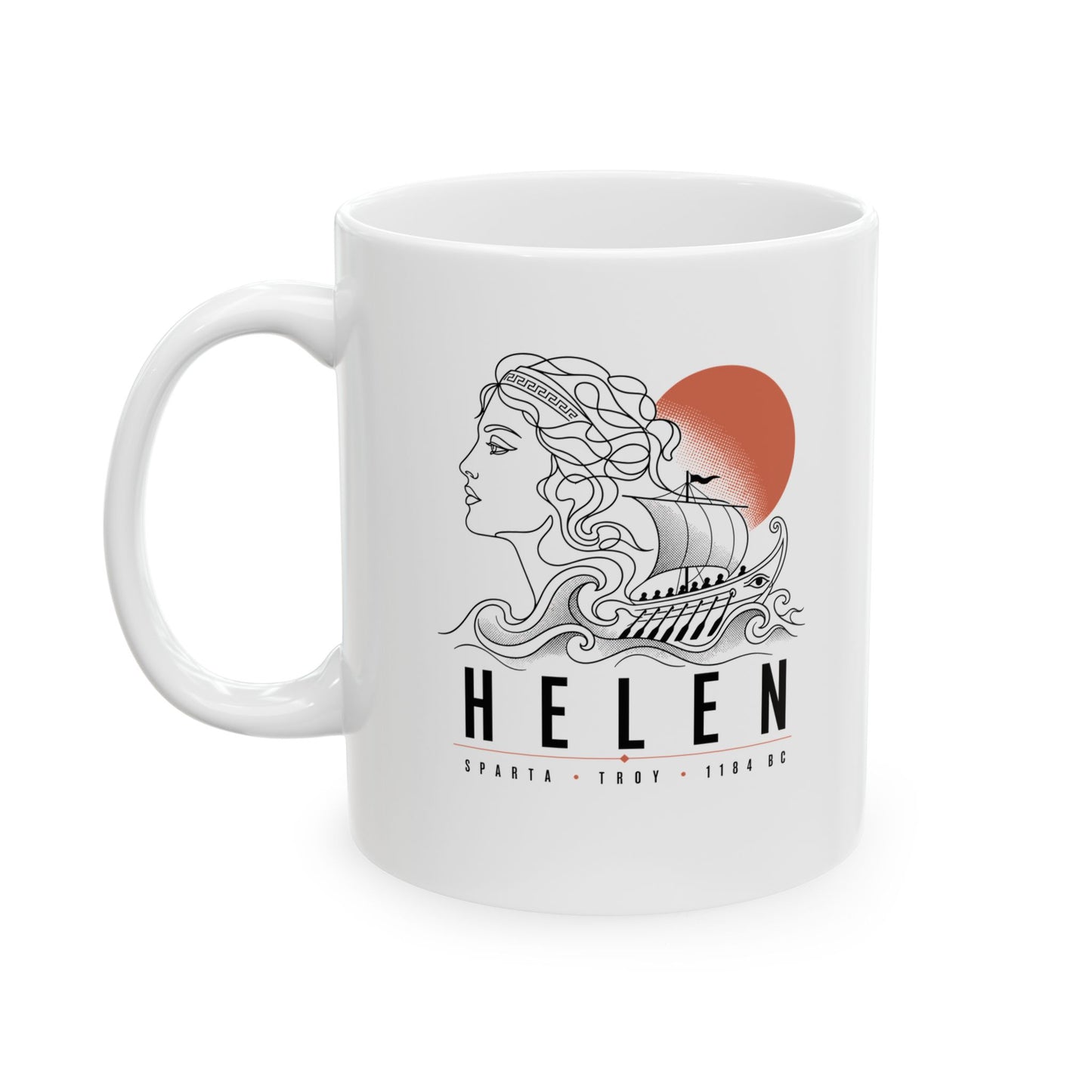 Helen of Troy Line Art Ceramic Mug, (11oz, 15oz)
