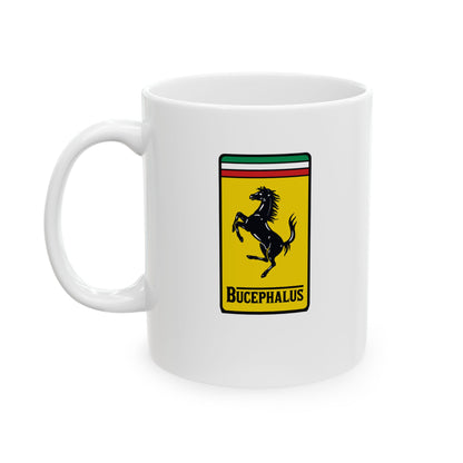 Bucephalus Race Car Logo Ceramic Mug, (11oz, 15oz)