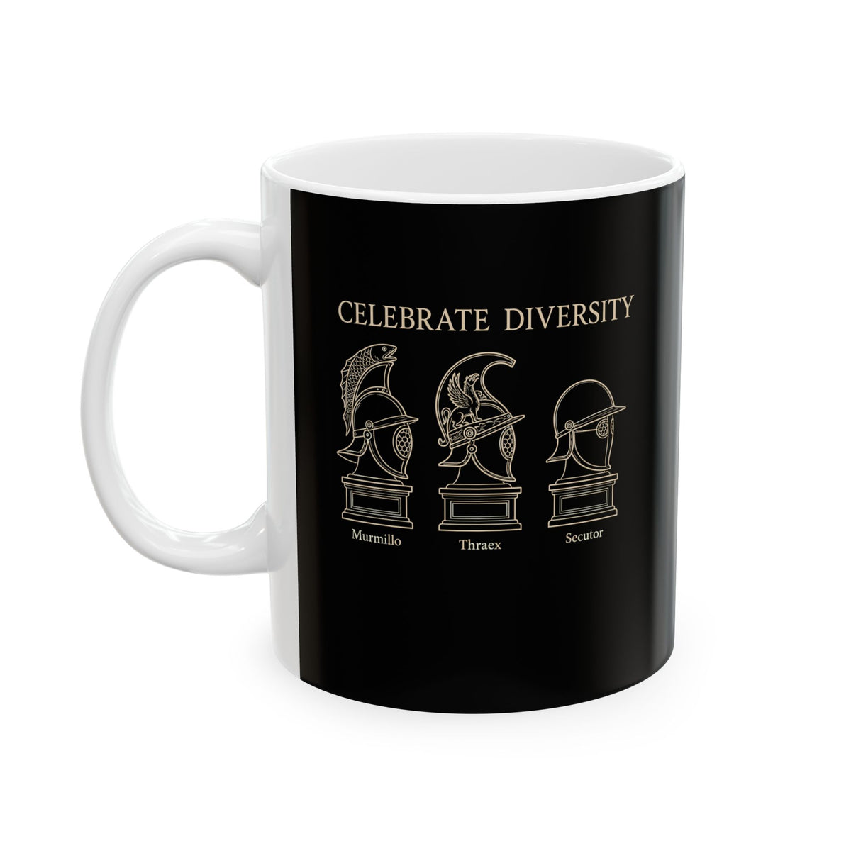 Celebrate Diversity Gladiator Helmets Ceramic Mug, (11oz, 15oz)