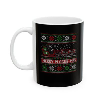 Merry Plaguemas Ugly Sweater Style Ceramic Mug, (11oz, 15oz)