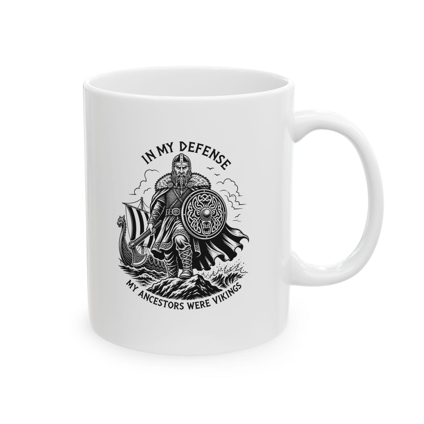 In My Defense Viking Ancestors Ceramic Mug, (11oz, 15oz)