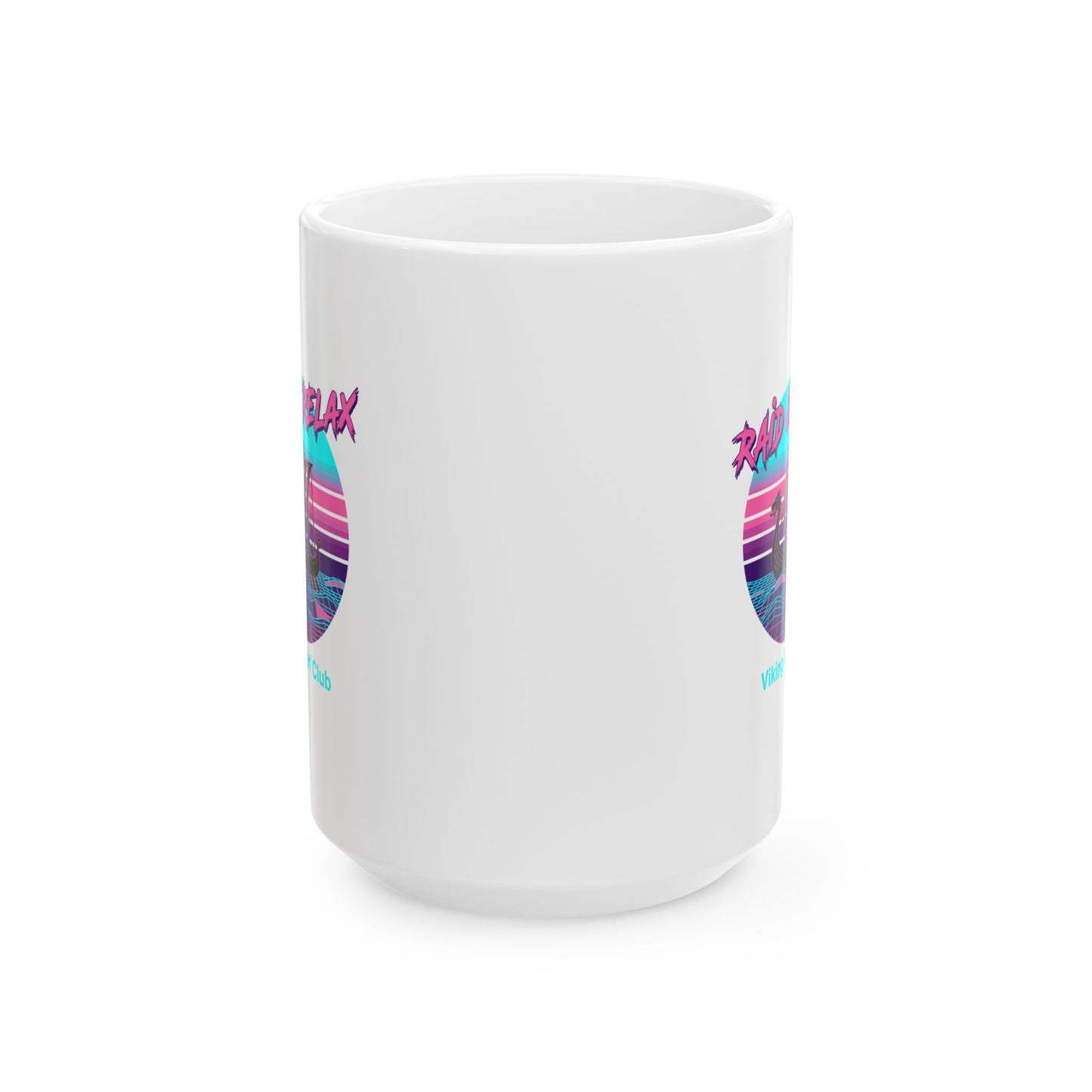 Viking Surf Club Raid & Relax Vaporwave Ceramic Mug, (11oz, 15oz)
