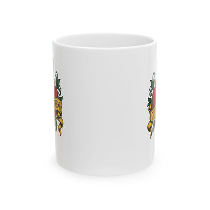Cave Matrem Beware Mother Tattoo Style Ceramic Mug, (11oz, 15oz)
