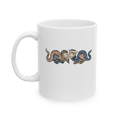 Monk vs Noble Woman Strange Creatures Medieval Marginalia Ceramic Mug, (11oz, 15oz)
