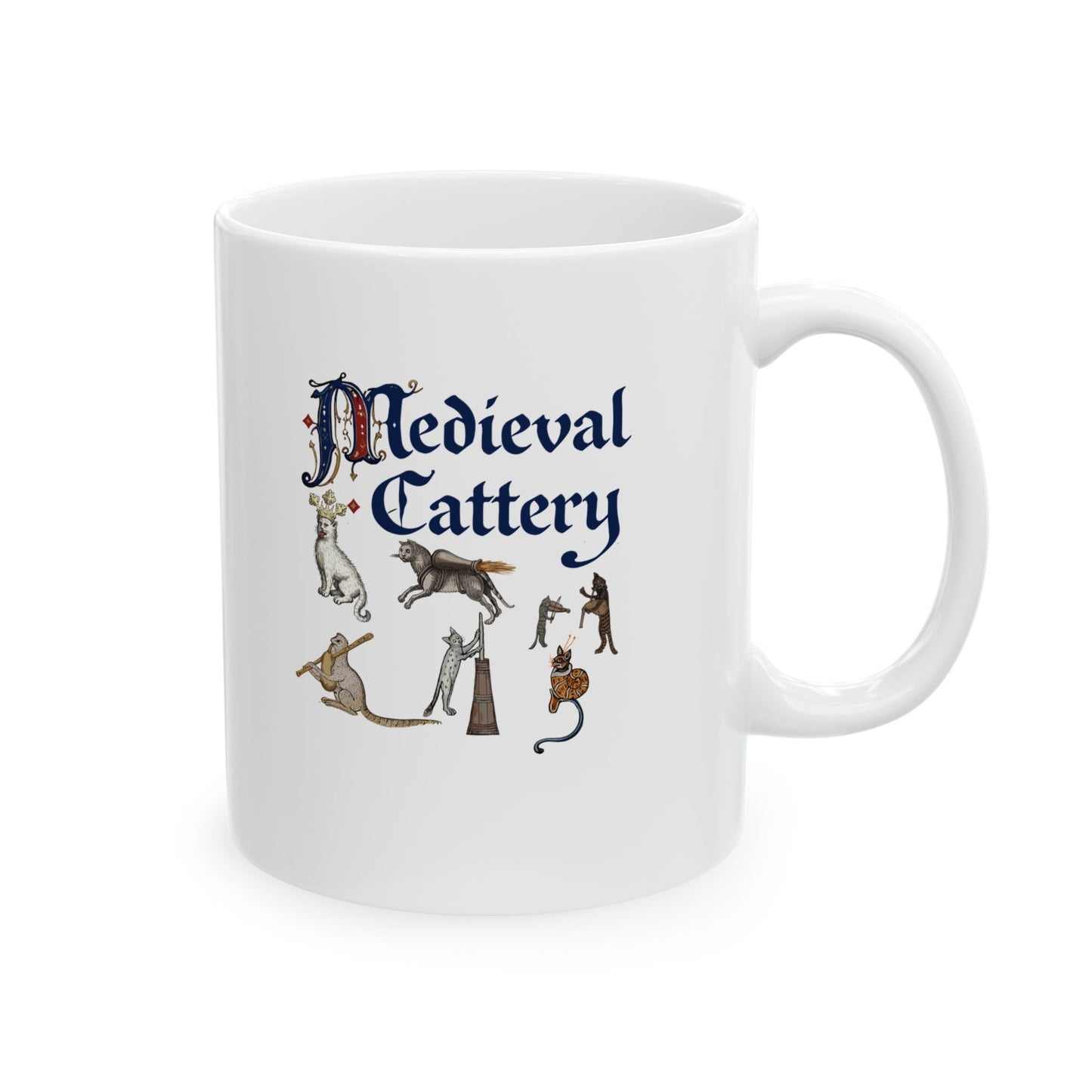 Medieval Cattery Cat Marginalia Ceramic Mug, (11oz, 15oz)