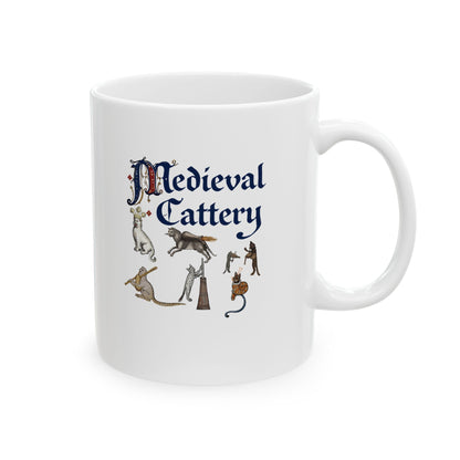 Medieval Cattery Cat Marginalia Ceramic Mug, (11oz, 15oz)