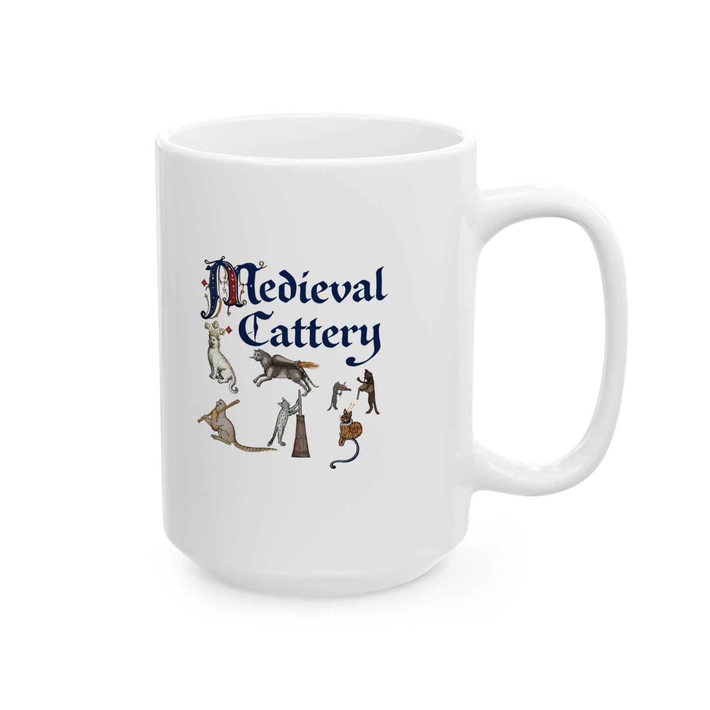 Medieval Cattery Cat Marginalia Ceramic Mug, (11oz, 15oz)