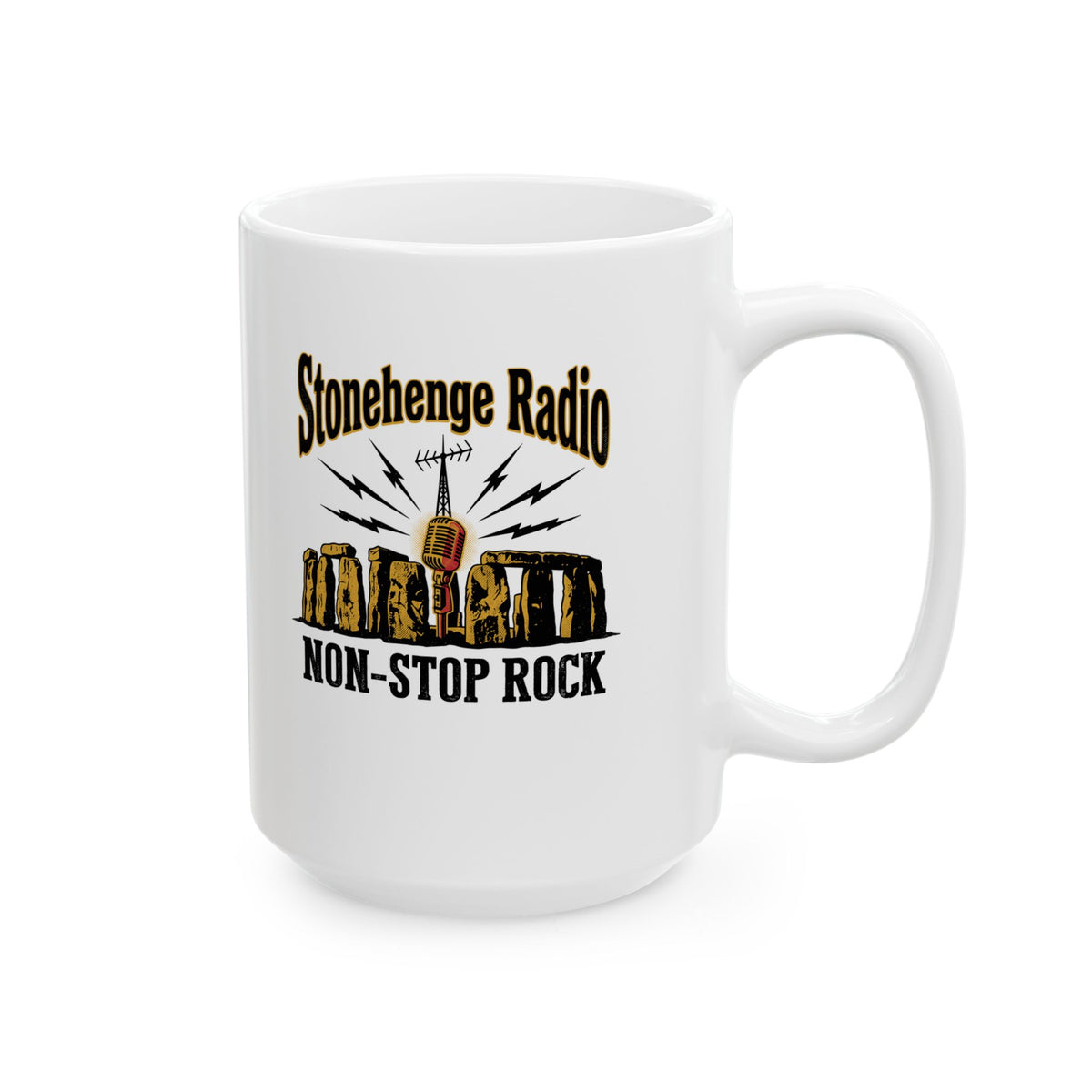 Stonehenge Radio Non-Stop Rock Ceramic Mug, (11oz, 15oz)