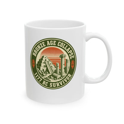 Badge Style Bronze Age Collapse Survivor Ceramic Mug, (11oz, 15oz)