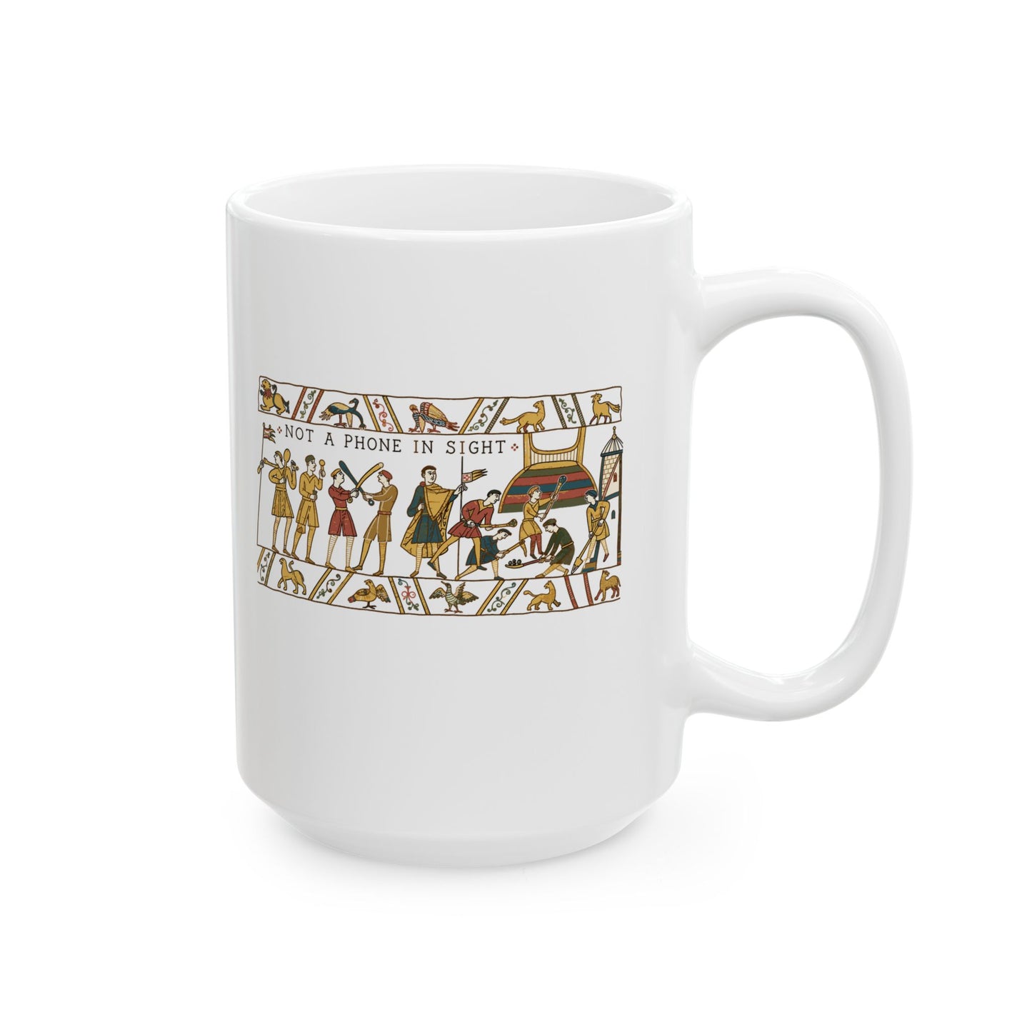 Bayeux Tapestry Not a Phone in Sight Ceramic Mug, (11oz, 15oz)