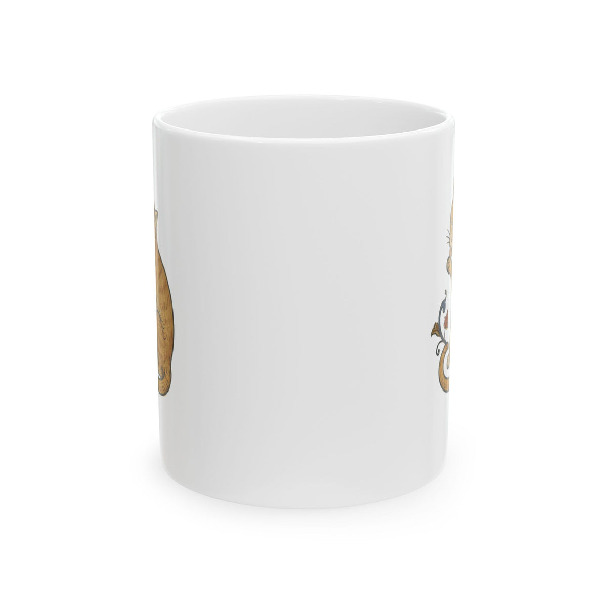 Medieval Marginalia Cat Licking Itself Ceramic Mug, (11oz, 15oz)