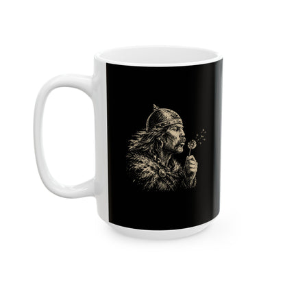 Attila the Hun Blowing a Dandelion Ceramic Mug, (11oz, 15oz)