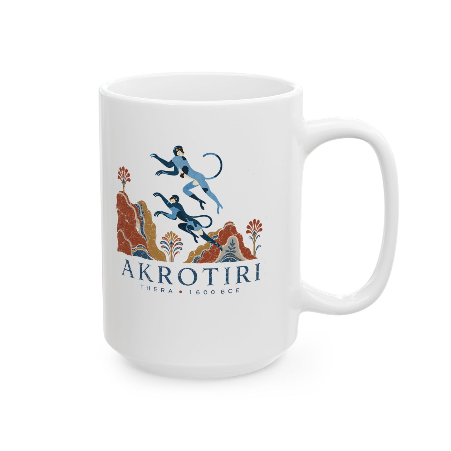 Blue Monkeys Santorini Akrotiri Ceramic Mug, (11oz, 15oz)