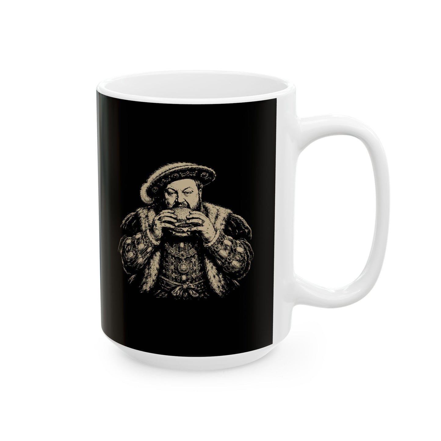 Henry VIII Eating a Burger Ceramic Mug, (11oz, 15oz)