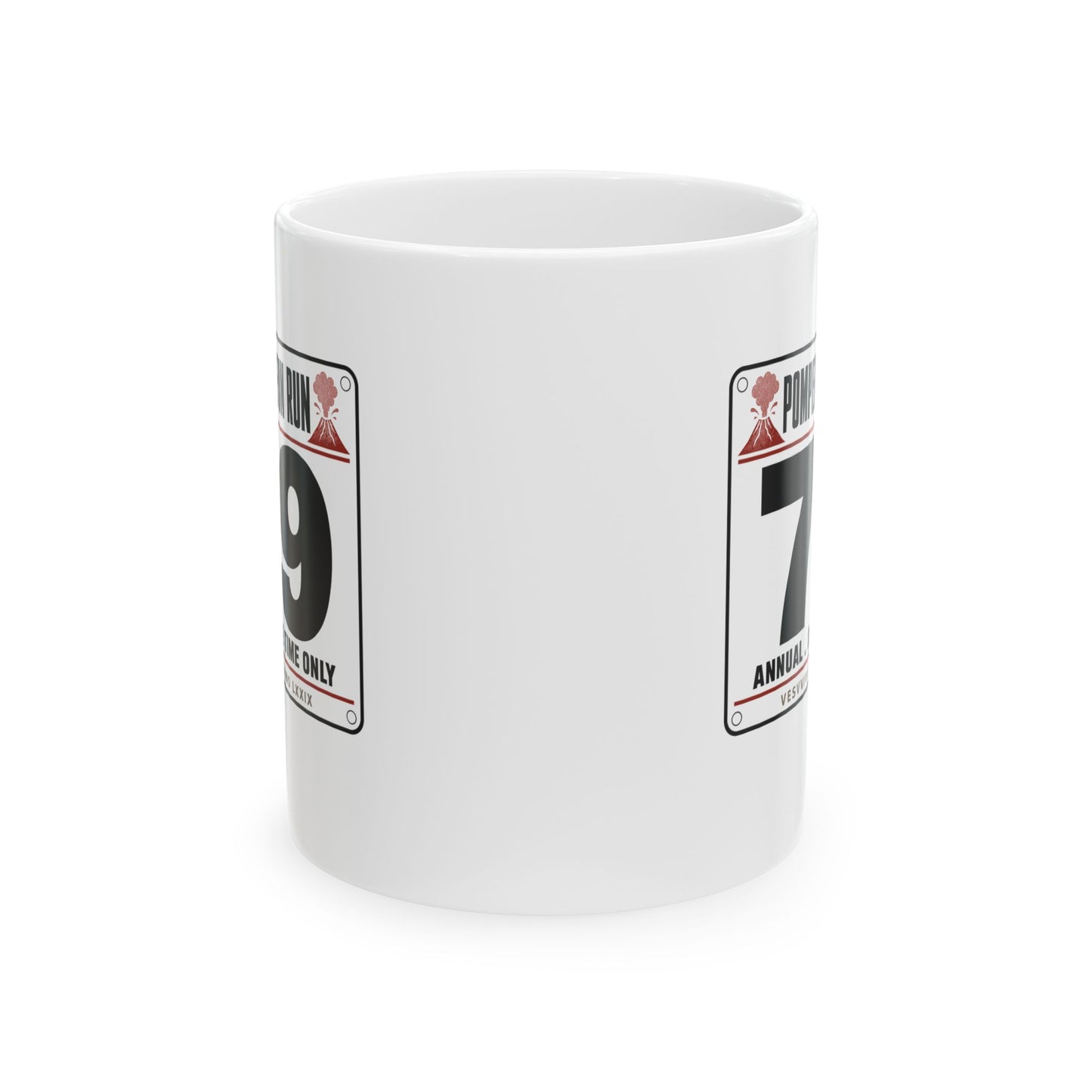 Pompeii Fun Run Race Bib Ceramic Mug, (11oz, 15oz)