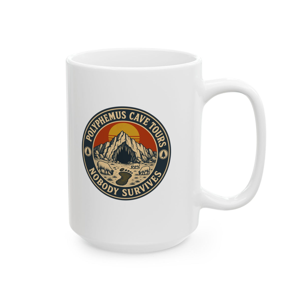 Polyphemus Cave Tours Nobody Survives Ceramic Mug, (11oz, 15oz)