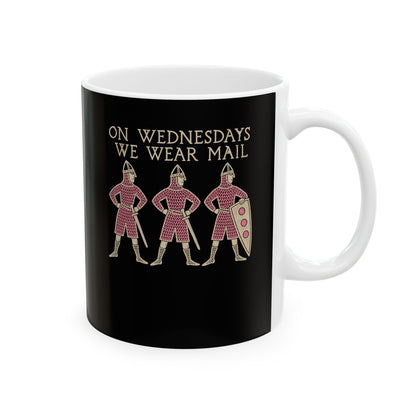 On Wednesdays We Wear Mail Tapestry Ceramic Mug, (11oz, 15oz)