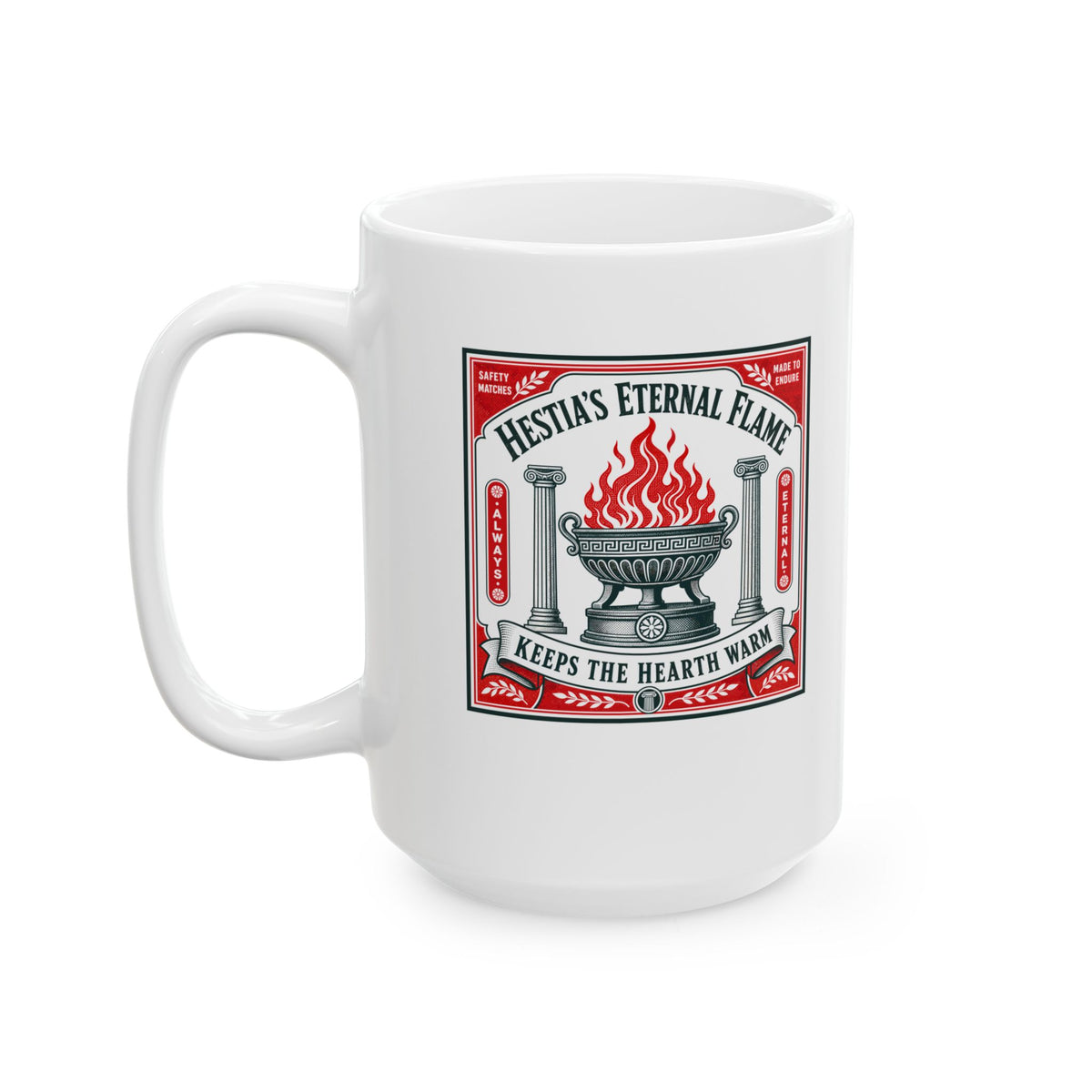 Hestia's Eternal Flame Ceramic Mug, (11oz, 15oz)