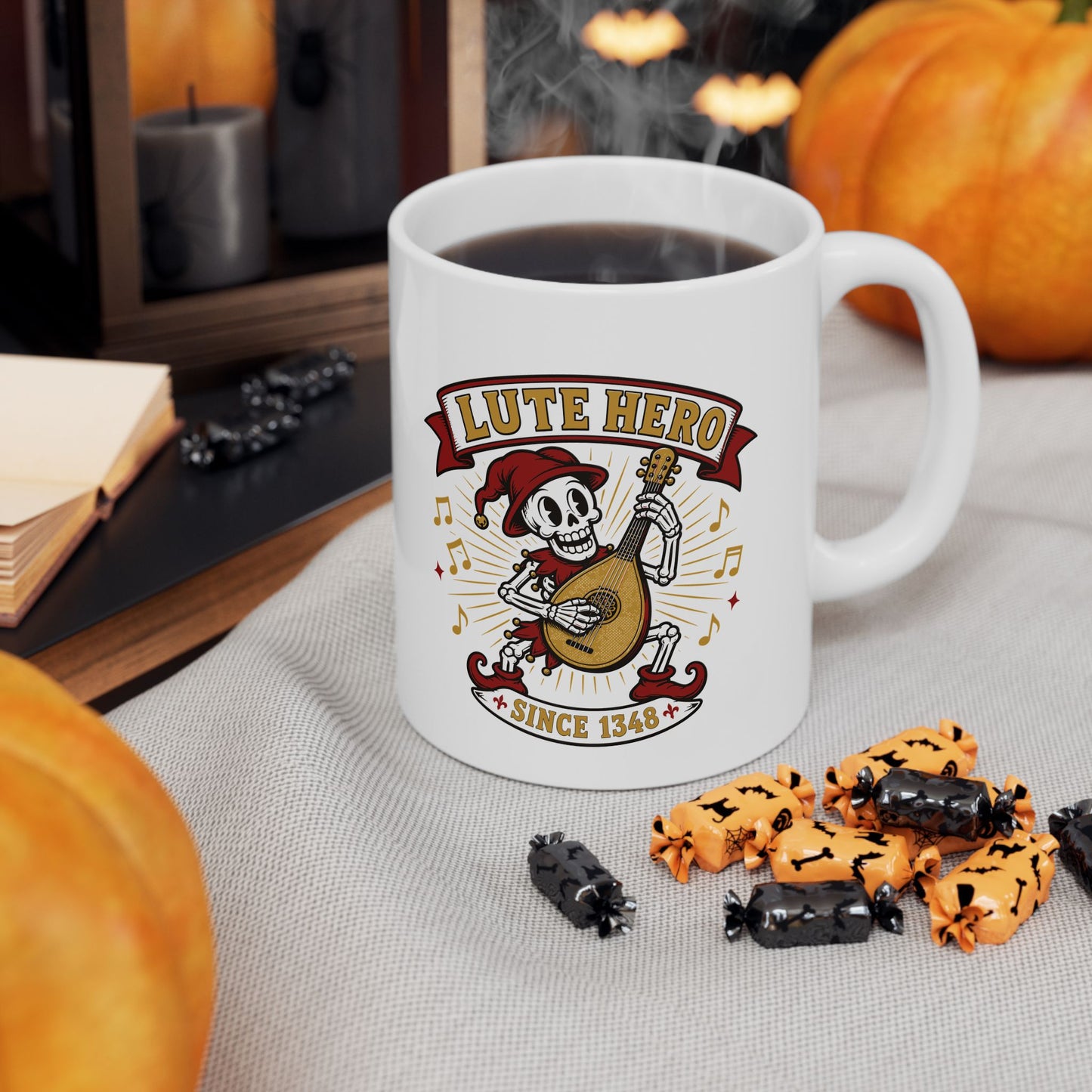 Medieval Bard Lute Hero Ceramic Mug, (11oz, 15oz)