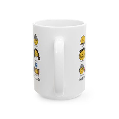 A Humorous History of England Grid Ceramic Mug, (11oz, 15oz)