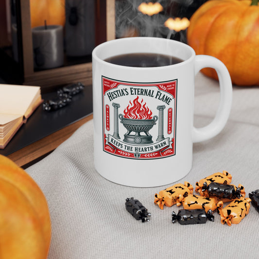 Hestia's Eternal Flame Ceramic Mug, (11oz, 15oz)