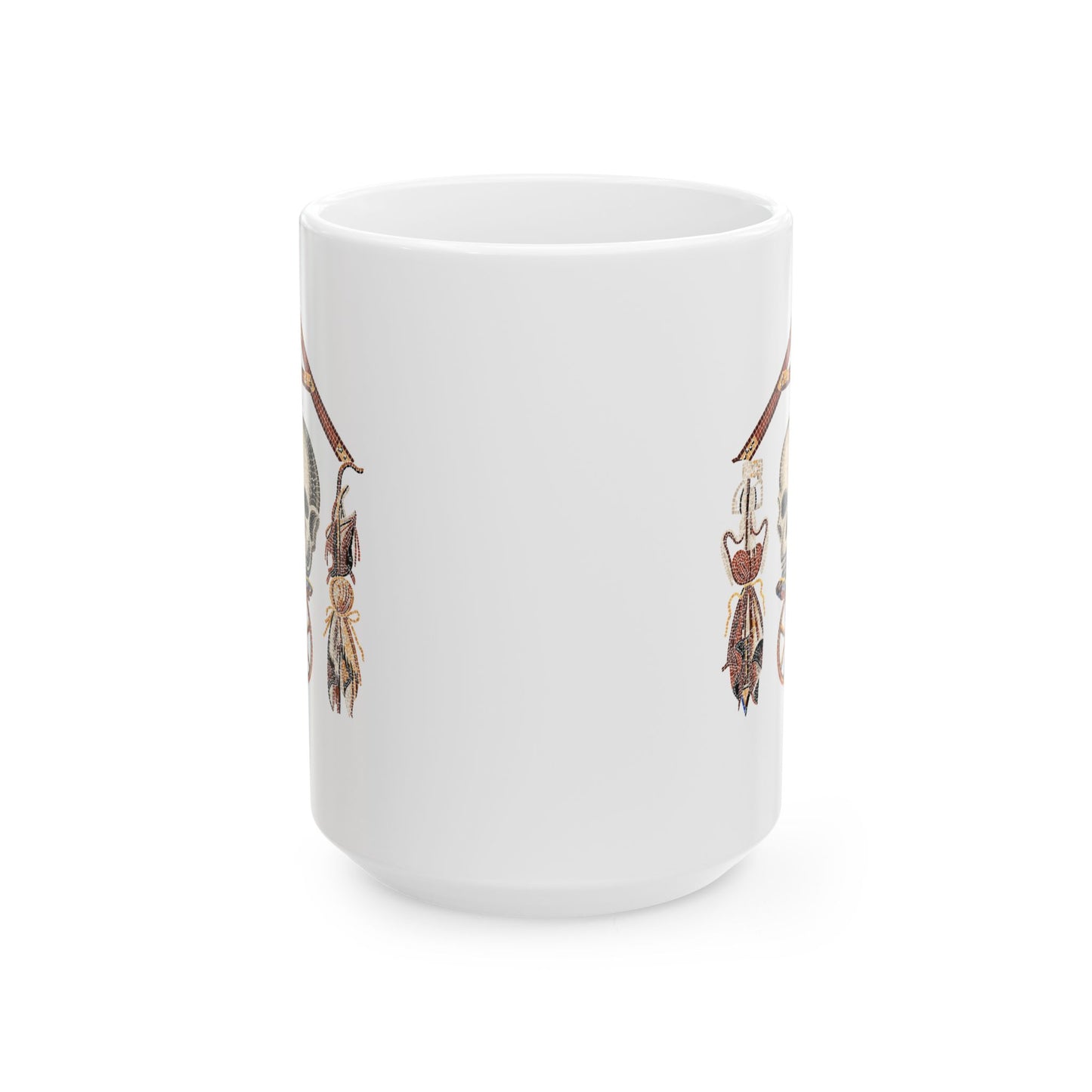 Pompeii Mosaic Mori Skull Ceramic Mug, (11oz, 15oz)