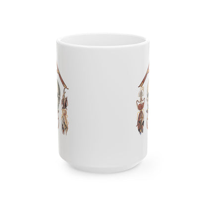 Pompeii Mosaic Mori Skull Ceramic Mug, (11oz, 15oz)
