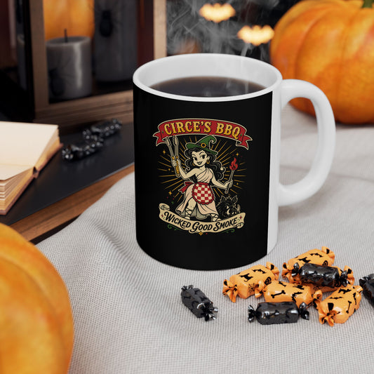 Circe's BBQ Wicked Good Smoke Ceramic Mug, (11oz, 15oz)