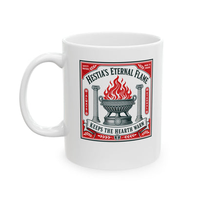 Hestia's Eternal Flame Ceramic Mug, (11oz, 15oz)