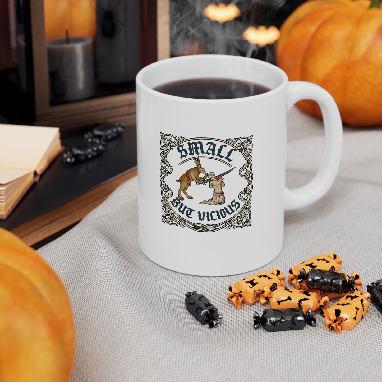 Small But Vicious Rabbit Medieval Marginalia Ceramic Mug, (11oz, 15oz)