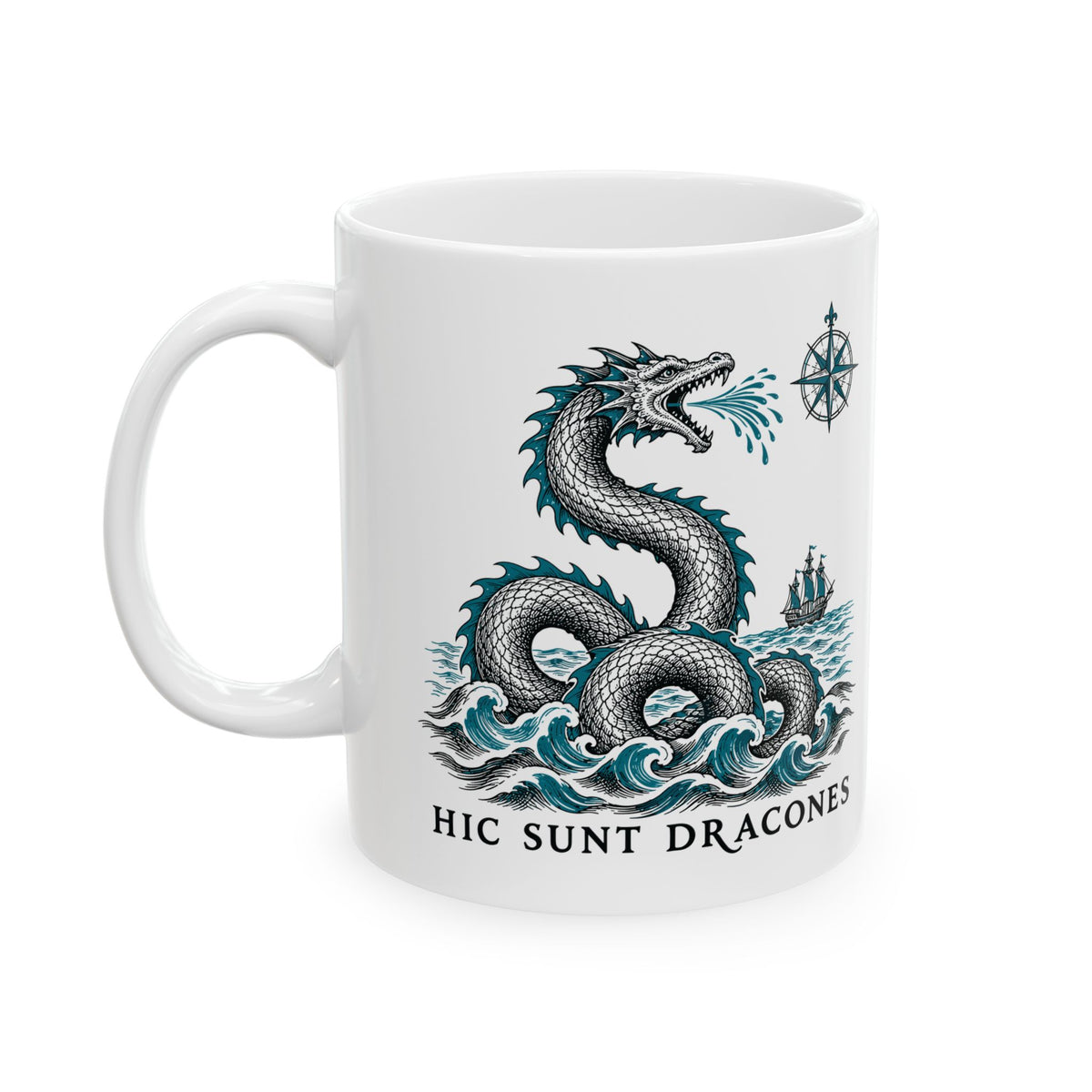 Hic Sunt Dracones Sea Serpent Ceramic Mug, (11oz, 15oz)