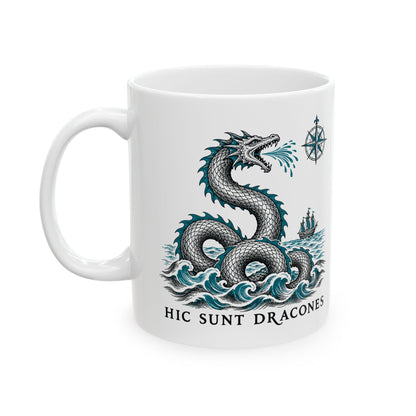 Hic Sunt Dracones Sea Serpent Ceramic Mug, (11oz, 15oz)
