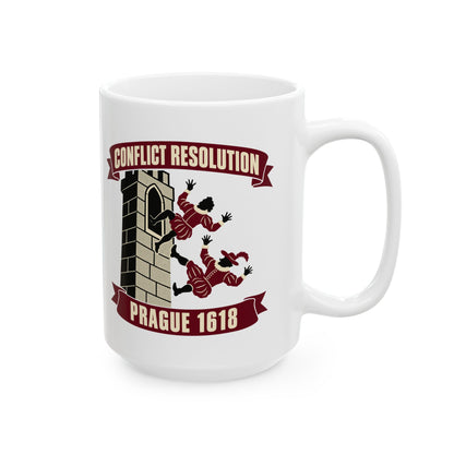 Prague Defenestration Conflict Resolution Poster Ceramic Mug, (11oz, 15oz)