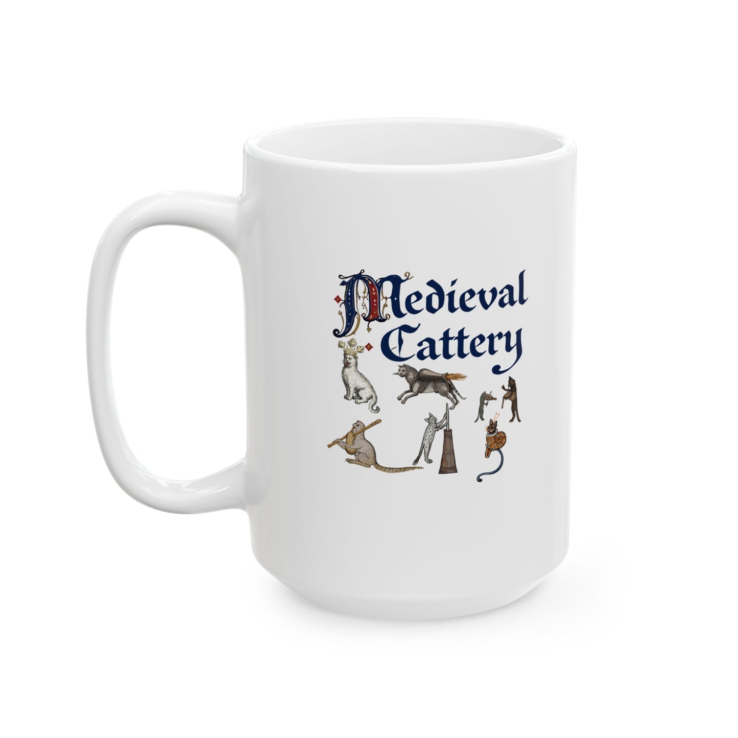 Medieval Cattery Cat Marginalia Ceramic Mug, (11oz, 15oz)