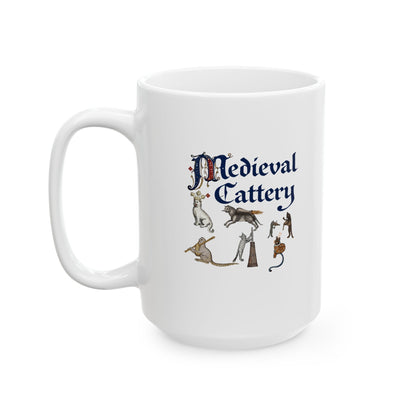 Medieval Cattery Cat Marginalia Ceramic Mug, (11oz, 15oz)