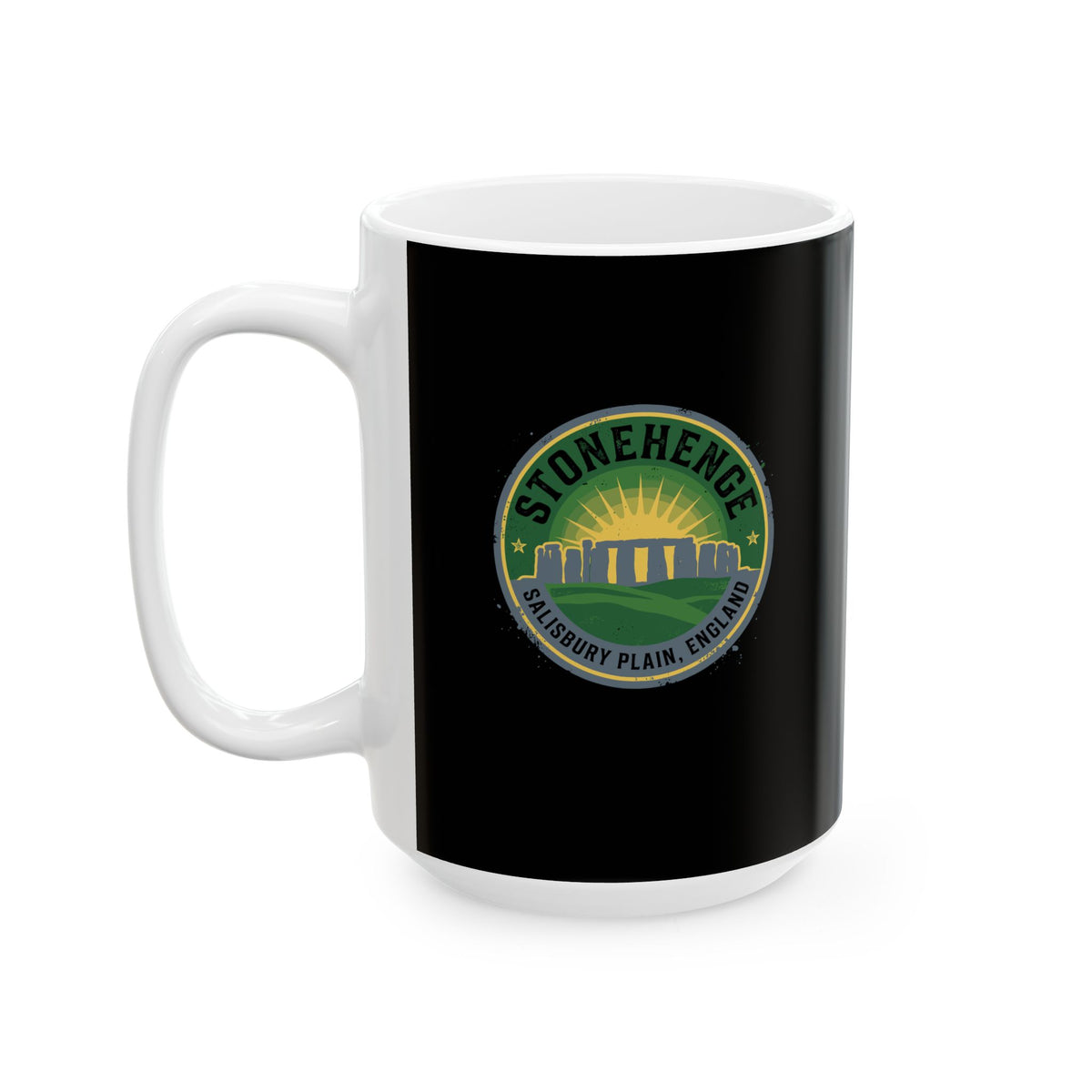 Stone Henge Badge Ceramic Mug, (11oz, 15oz)