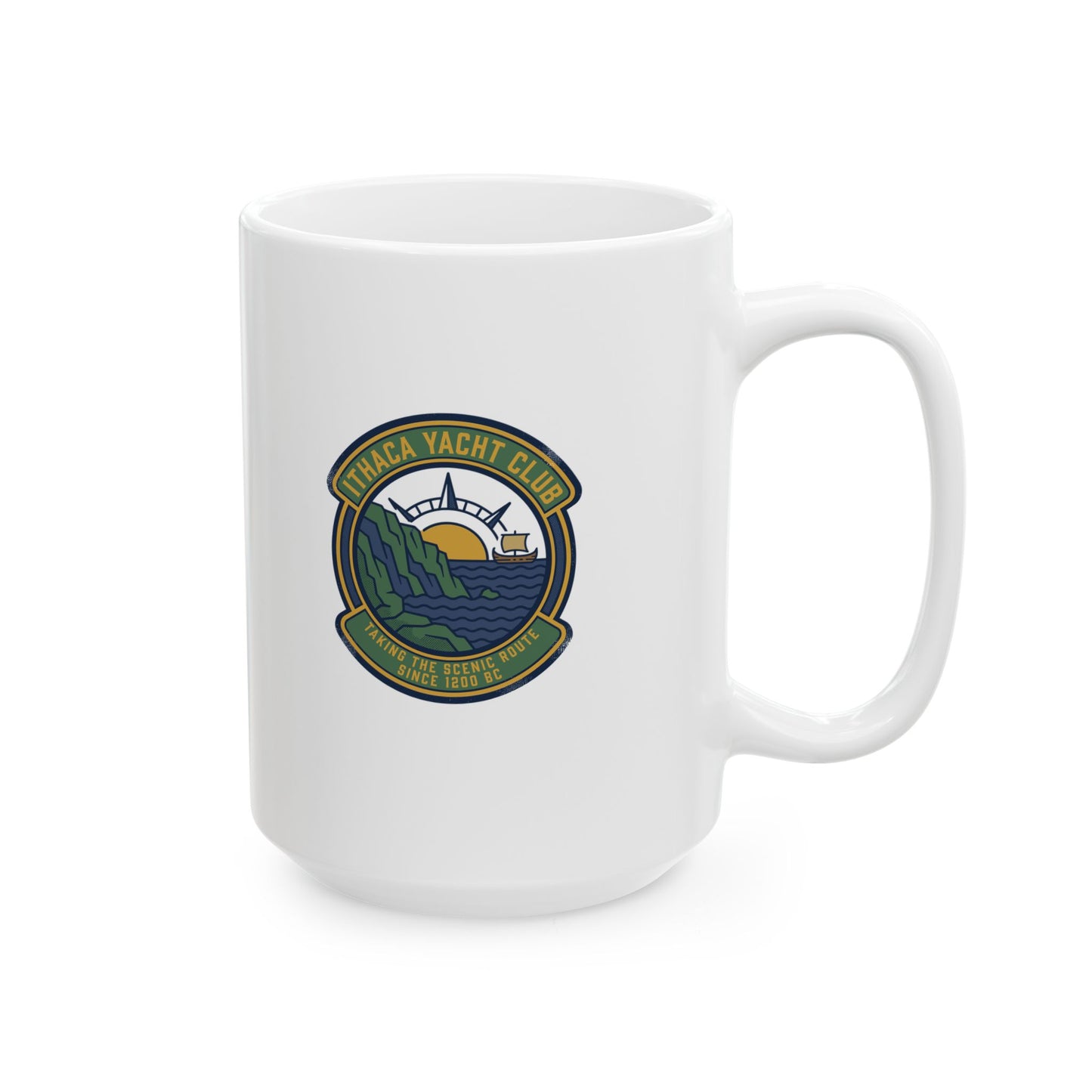 Odysseus Ithaca Yacht Club Ceramic Mug, (11oz, 15oz)