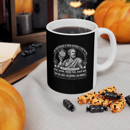 Opium Electuary Pharma Ad Ceramic Mug, (11oz, 15oz)