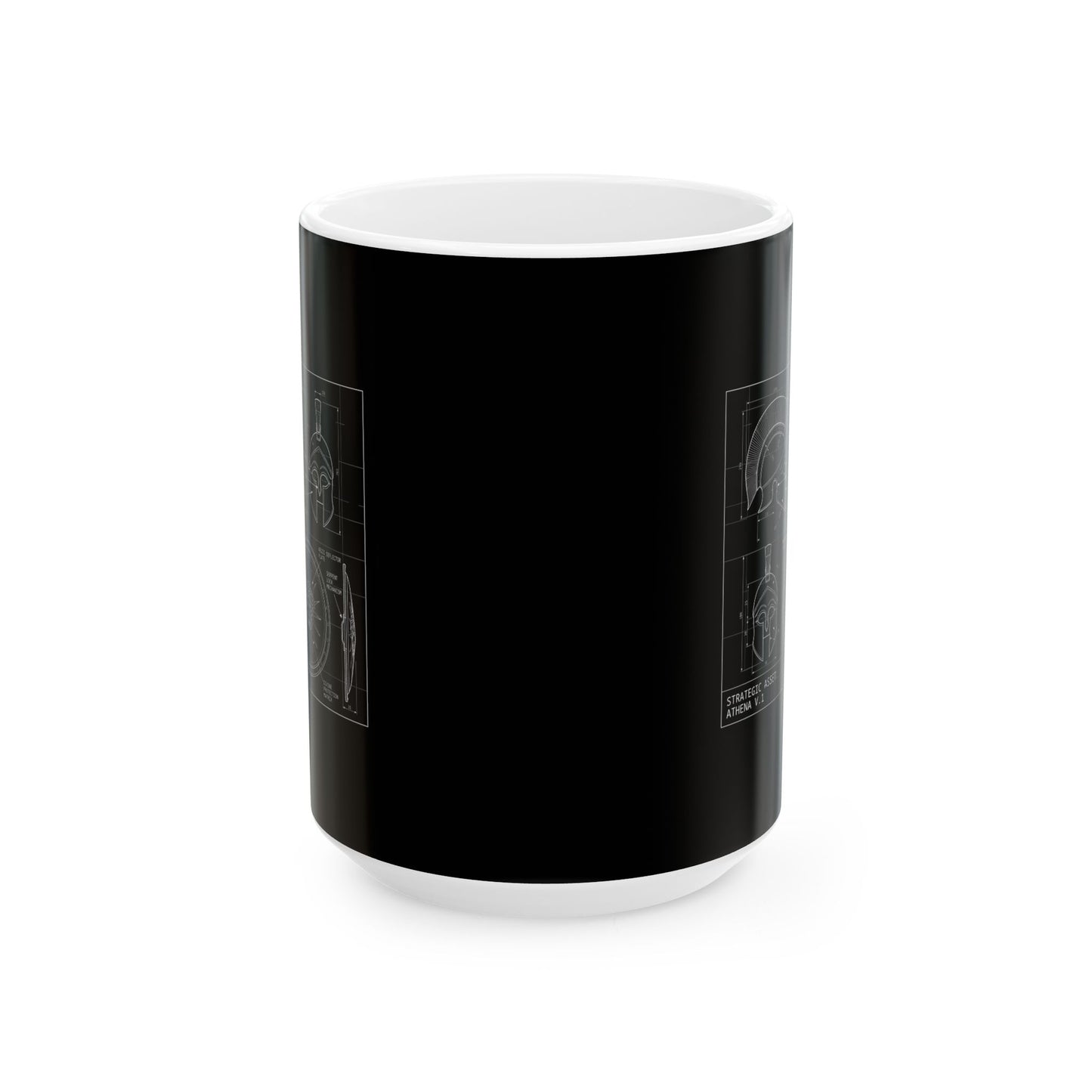 Athena Helmet Aegis Shield Schematic Ceramic Mug, (11oz, 15oz)