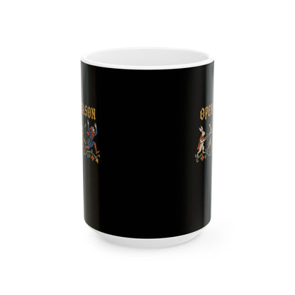 Open Season Medieval Marginalia Rabbits Ceramic Mug, (11oz, 15oz)