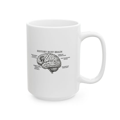 History Buff Brain Ceramic Mug, (11oz, 15oz)
