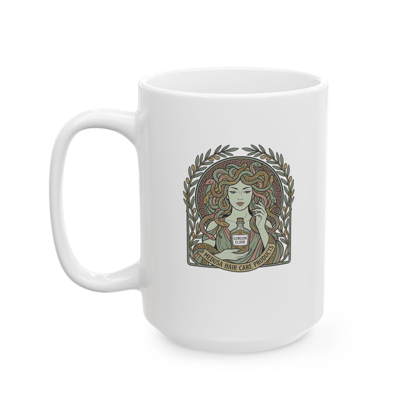 Medusa Hair Care Products Art Nouveau  Ceramic Mug, (11oz, 15oz)